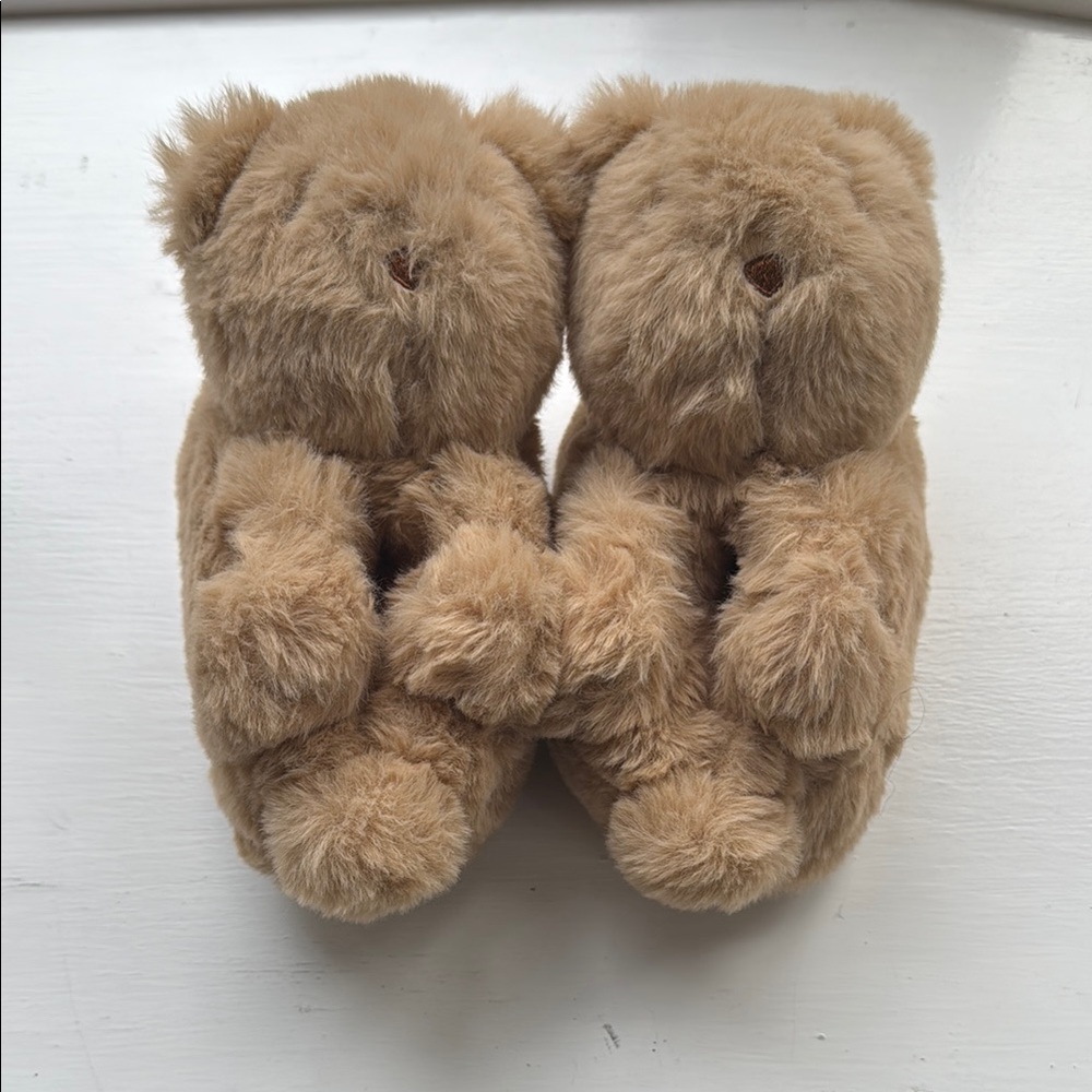 Cute Tan Teddy Bear Slippers